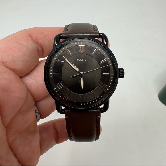 NWOT Fossil Mens Copeland 42mm Three-Hand Brown Leather Watch FS5666 w/ Box - Picture 2 of 8